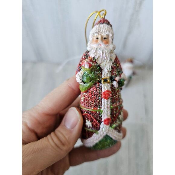 Santa glitter ornament set Xmas tree - Picture 2 of 11